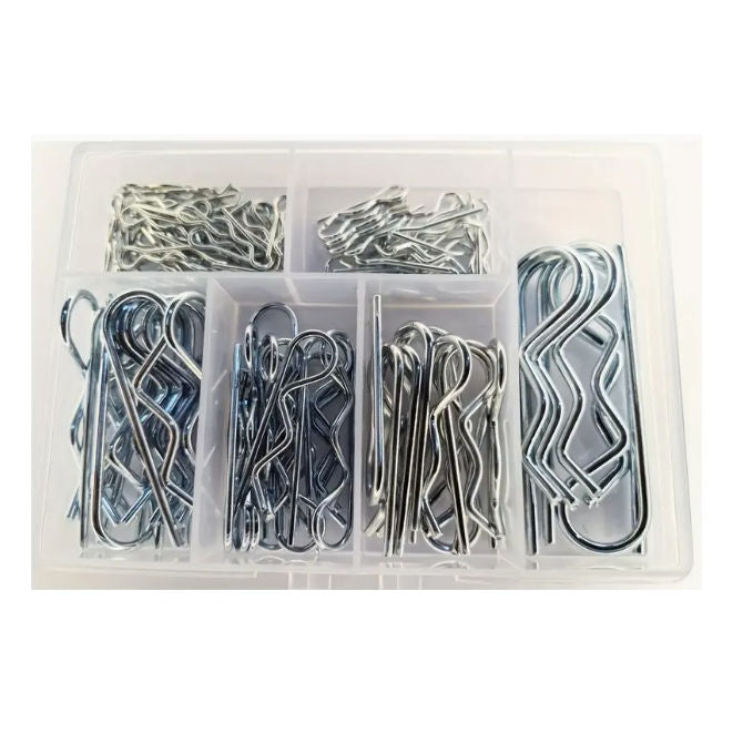 1133579 | AST-RCL-M-0100 (Each) --- Small Parts Assortment Kits - Selection R-Clips 100 - Selection of Metric Hitch Pins / R-Clips - Zinc Plated Steel