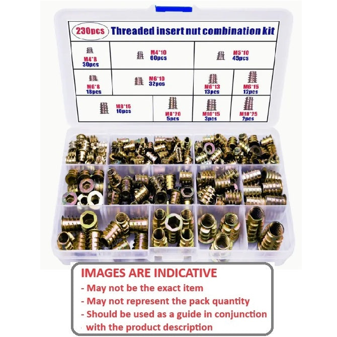 1119316 | AST-TIW-0230 (Each) --- Small Parts Assortment Kits - Selection Inserts 230 - Threaded for Wood - Steel