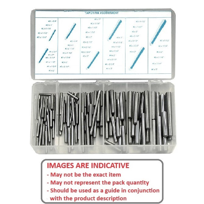 1150935 | AST-TAP-0-5-0100 (Each) --- Small Parts Assortment Kits - Selection Taper Pins 100 - No.0 to No.5, 3/4 to 2 inches long - Steel