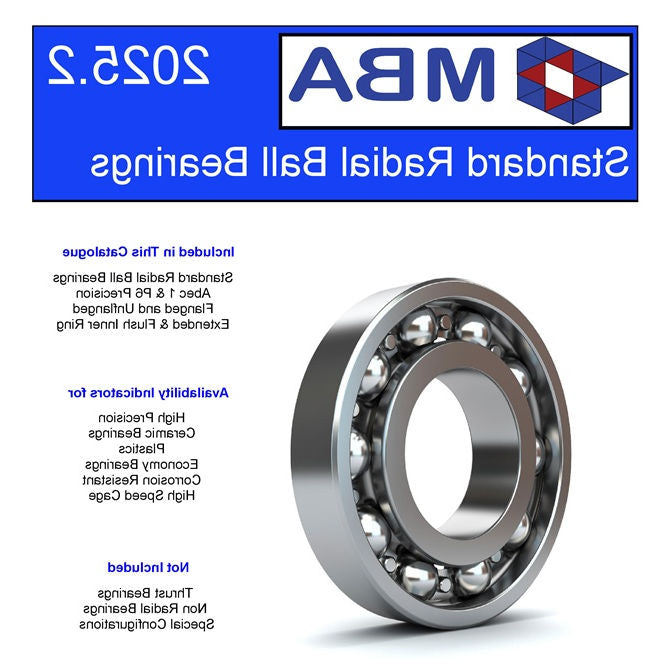 1228927 | CATALOGUE-BEARINGS-STANDARD (Each) --- Catalogues - Brand MBA Bearing Sizes - Standard radial ball bearings quick reference - Paper Catalogue