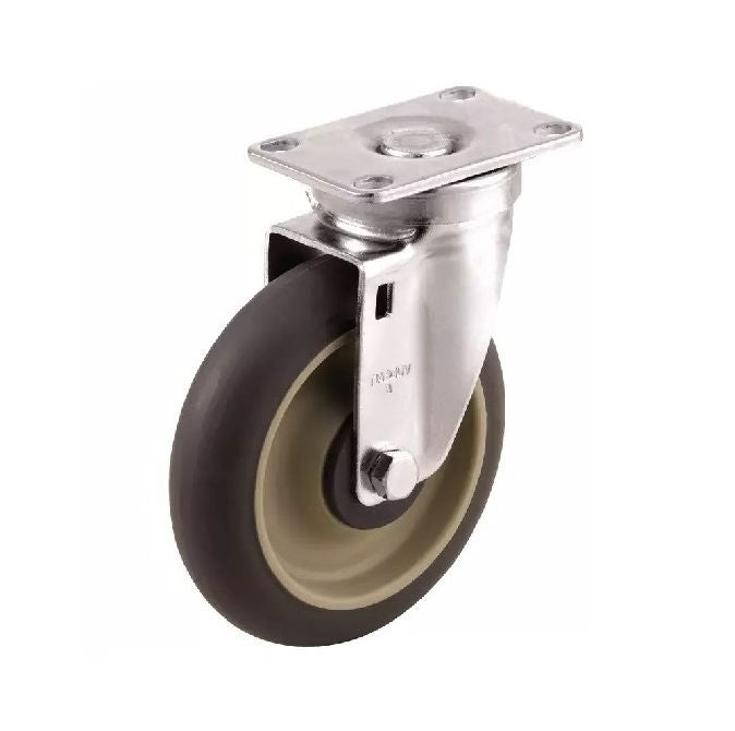 1162015 | RWC-S2710B (PK-2) --- Plate Castors - Wheel diameter 50 Swivel with Brake 30 mm - Inst Rubber Castor