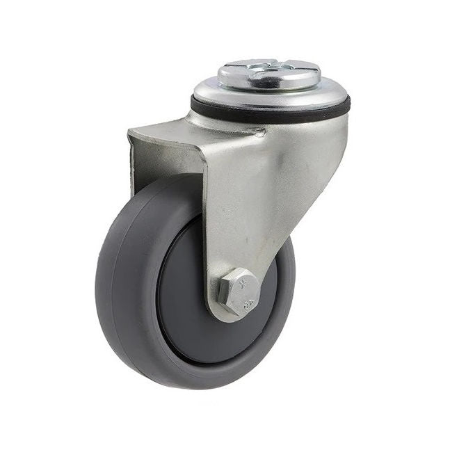 1177578 | RWC-S3714 (PK-5) --- Bolt Castors - Wheel Diameter 75 Swivel 50 mm - Grey Rubber - Non Marking Castor