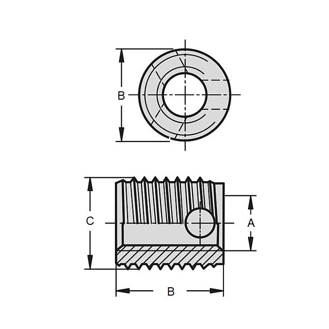 1051915 | IN-TP-040M-06-A-S3 (PK-4) --- Self Tapping Inserts - M4 - 4x0.7mm - 6x6 mm For Aluminium - Stainless Steel 303/304 Similar to A2, 18-8 HRB80 Insert