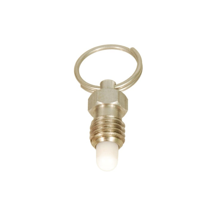1071378 | PLST-064C-111-RAC-009 (PK-125) --- Spring Plungers - 1/4-20 UNC - 6.35mm - 6.4 mm - 2.2 N Pull Ring - Steel Body with Acetal Plunger