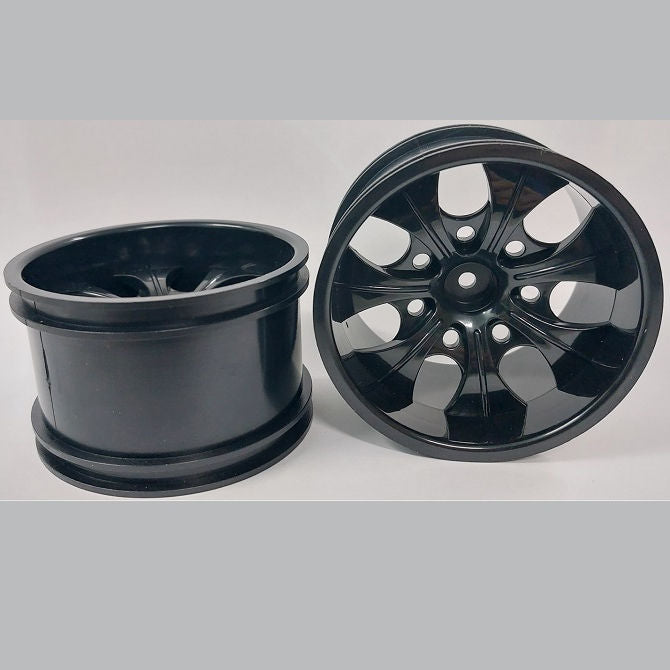 1231466 | RM-XM-078-BK-7 (Per Card) --- RC Car Rims Hobby - Rim Colour Black 7 Spoke Monster Truck Tenth Scale - Aluminium Rim