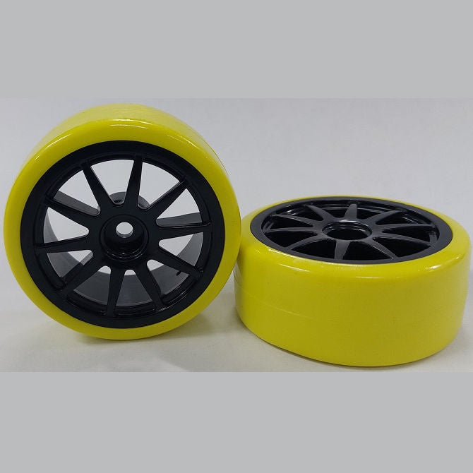 1039540 | WH-XD-063-26-BK-10-Y (PK-2) --- RC Car Wheels Hobby - Rim Colour Black 10 Spoke - Yellow Tenth Scale - Plastic Wheel