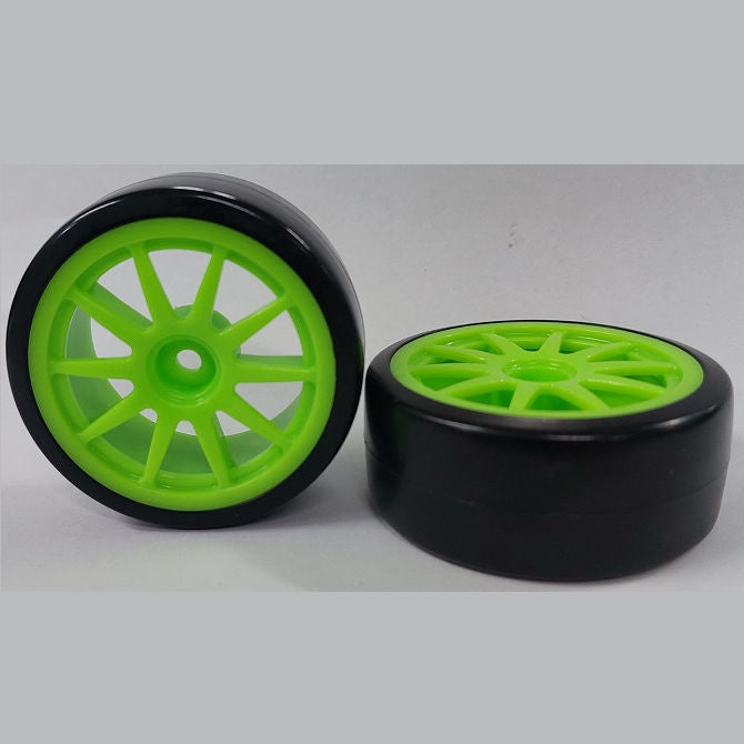 1083962 | WH-XD-063-26-G-10-BK (PK-2) --- RC Car Wheels Hobby - Rim Colour Green 10 Spoke - Black Tenth Scale - Plastic Wheel