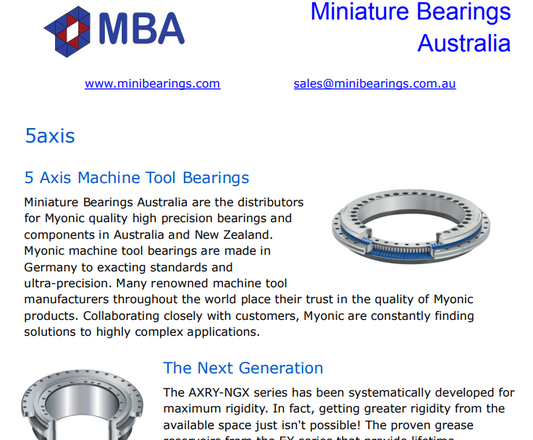 Myonic 5 Axis Machine Tool Bearings