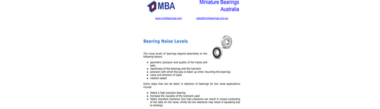 Bearing Noise Levels Information