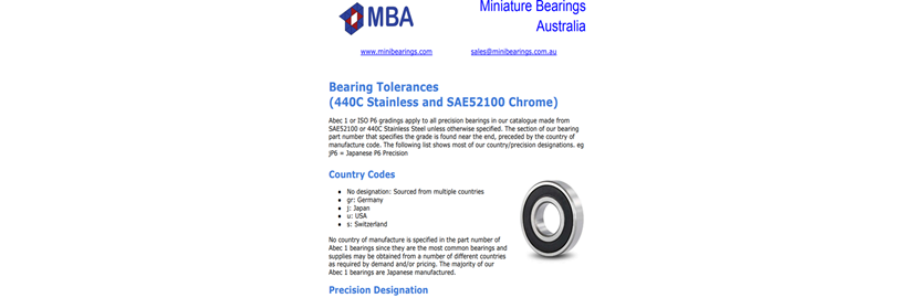 Bearing Tolerances (Precision Bearings) Information