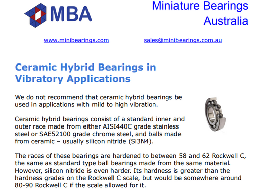 Ceramic Hybrid Bearing Vibration Information