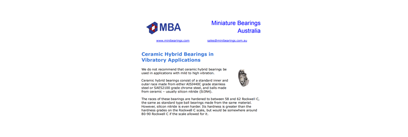 Ceramic Hybrid Bearing Vibration Information