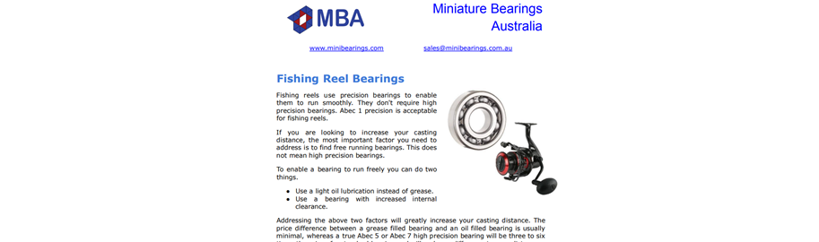 Fishing Reel Bearings Information