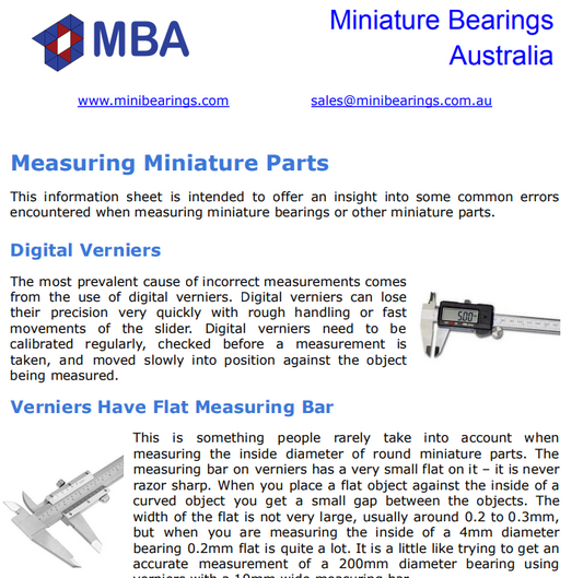 Measuring Miniature Parts Info Sheet