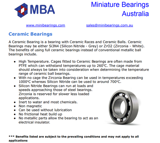 Ceramic vs Ceramic Hybrid Bearings Info Sheet