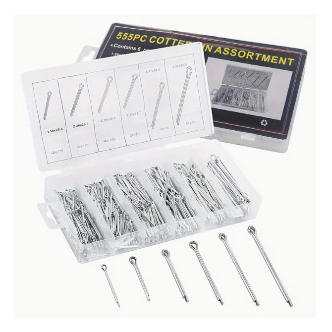 Small Parts Assortment Kits - Selection Split Pins 555 - Zinc Plated Cotter Pins - Zinc Plated Steel
