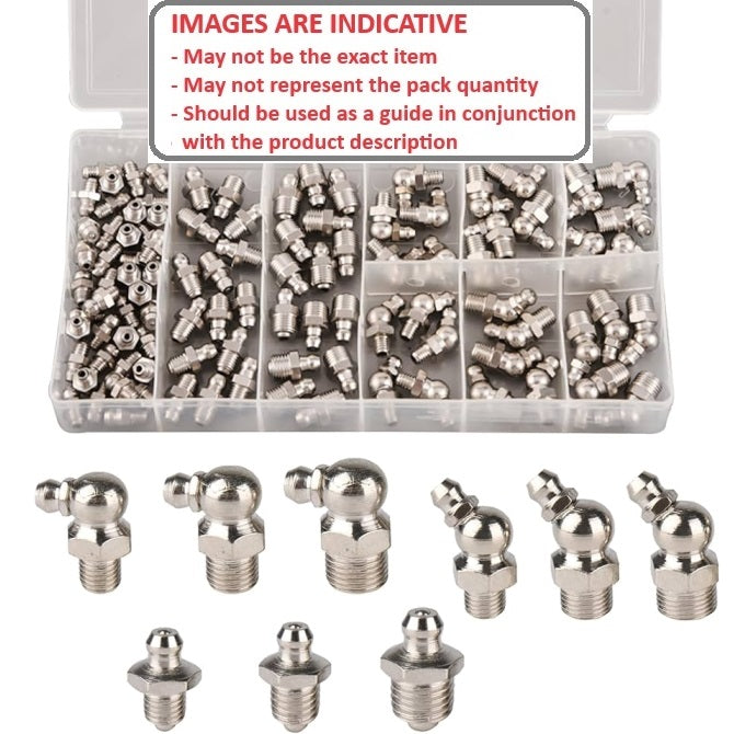 1104849 | AST-GRE-M-0100 (Each) --- Small Parts Assortment Kits - Selection Grease Nipples 100 - Metric - Steel