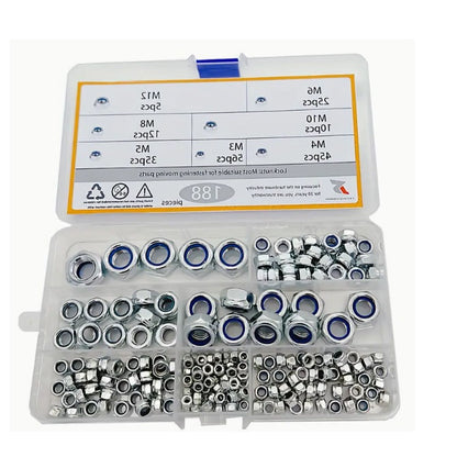 1126707 | AST-NNM-0188 --- Small Parts Assortment Kits - Selection Nuts 188 - 304 Stainless Nylon Insert Lock Nuts - Stainless Steel 304 Similar to A2, 18-8 HRB80