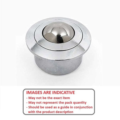 1207484 | BTU0180-010-F-Z-HD (Each) --- Flange Mount Ball Transfer Units - 180 kg - 9.8x36 mm Heavy Duty - Chrome hardened and Zinc Plated Mild Steel