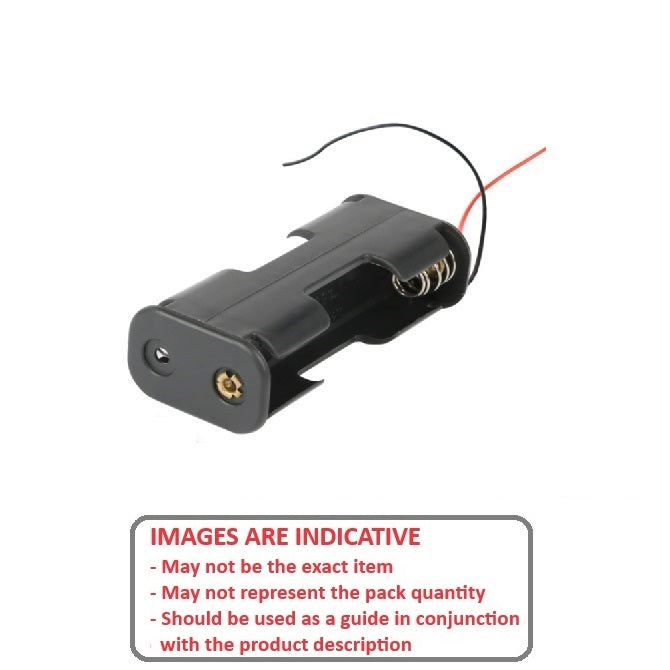 1000021 | BAT-HOL-AA-02-B (10 Pcs) --- Batteries - AA Battery Holder 2 x AA Side by Side 56 x 25 x 16