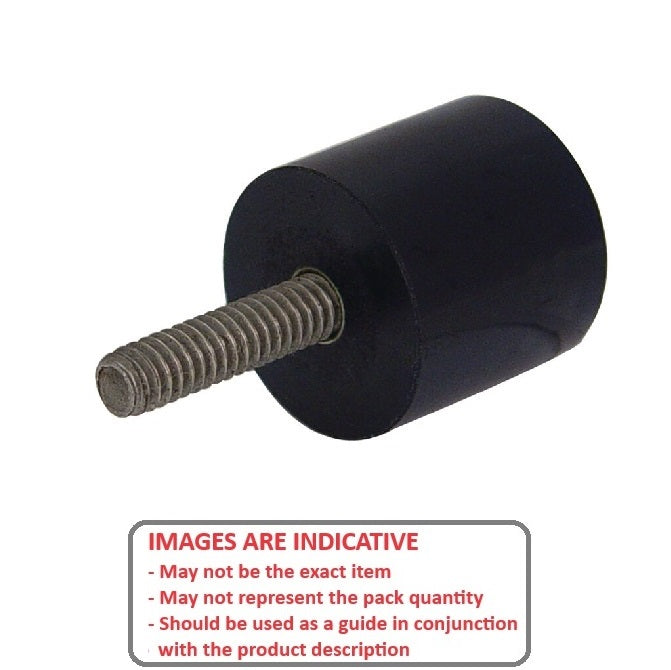 1101039 | LVL-5RS (PK-5) --- Cylindrical Male Thread Bumpers - 12.7x12.7 mm - 6-32 UNC - 3.5mm - Standard - Neoprene Rubber Bumper