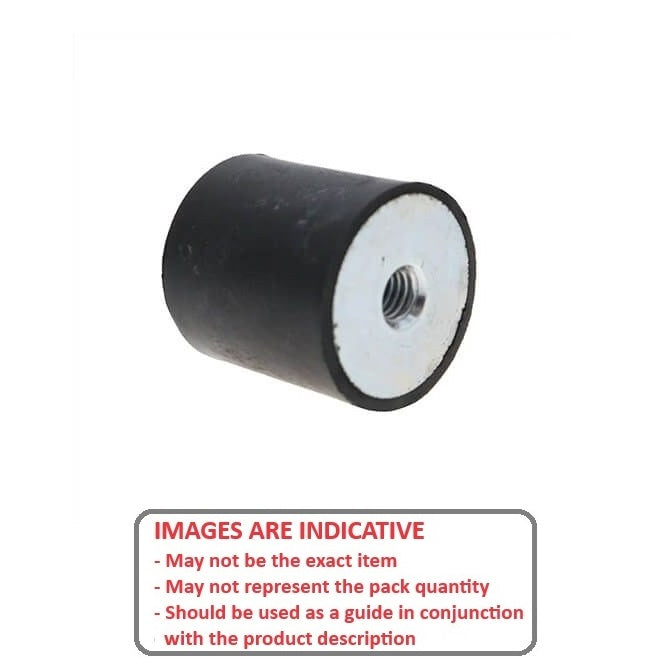 1123271 | CFF020-20-060M-R60 (PK-2) --- Bobbin Mounts - 20x20 mm - M6x1 Female - Natural Rubber Mount
