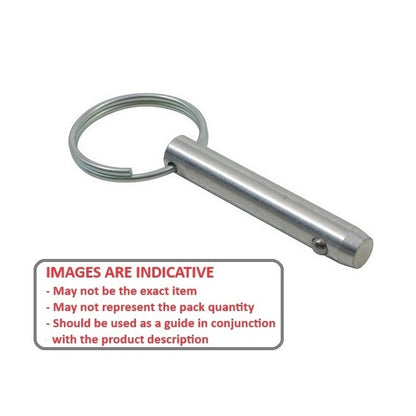 1073669 | BLP-064-0762-K1-S3 (Each) --- Ball Lock Pins - 6.35x76.2 mm - 303 Stainless Steel Keyring Style Pin