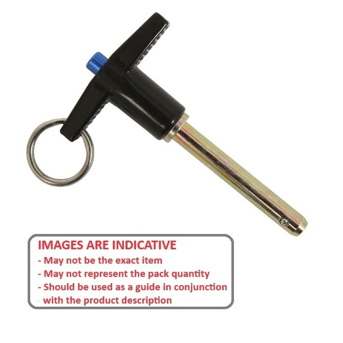 1094243 | BLP-100-0500-TI-S17 --- Ball Lock Pins - 10 mm x 50 mm 17-4 PH Stainless / Aluminium Handle