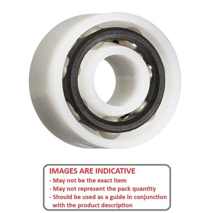 1072154 | P-DR-R4G-AS6 (Each) --- Plastic Bearings - 6.35x15.875x9.525 mm - Acetal with Stainless 316 Balls Bearing