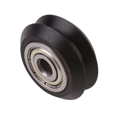 1036071 | MR243-050-ZZ-VP-048 (Each) --- Plain Guide Wheels Dual Vee - Size Reference 1 or 2 24.3x5 mm - Chrome Steel SAE 52100 with Economy Plastic Vee Guide Wheel