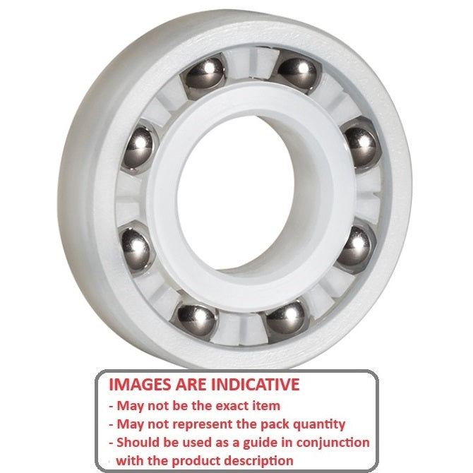 1111180 | P-R10D-KS6 (Each) --- Plastic Bearings - 15.875x34.925x11.112 mm - PVDF with Stainless Steel 316 Balls Bearing