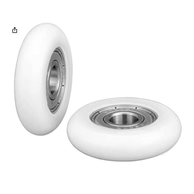 1140392 | NRV-0300-080-W-ZZ (PK-2) --- Nylon Tyre Through Bore Convex Rollers - 30x8x7 mm - Chrome Steel and Acetal Roller