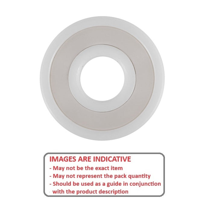 1081049 | CZR-608-TTS-MC34-TF-DRY (Each) --- Single Row Ball Bearings - 8x22x7 mm Unflanged - Ceramic Zirconia - PTFE Cage - PTFE Seals Bearing