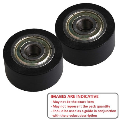 1141226 | NR-0300-060-090-B-ZZ (PK-2) --- Idler with Bearing Rollers - 30x6x9 mm - Nylon Covered Chrome Steel Roller