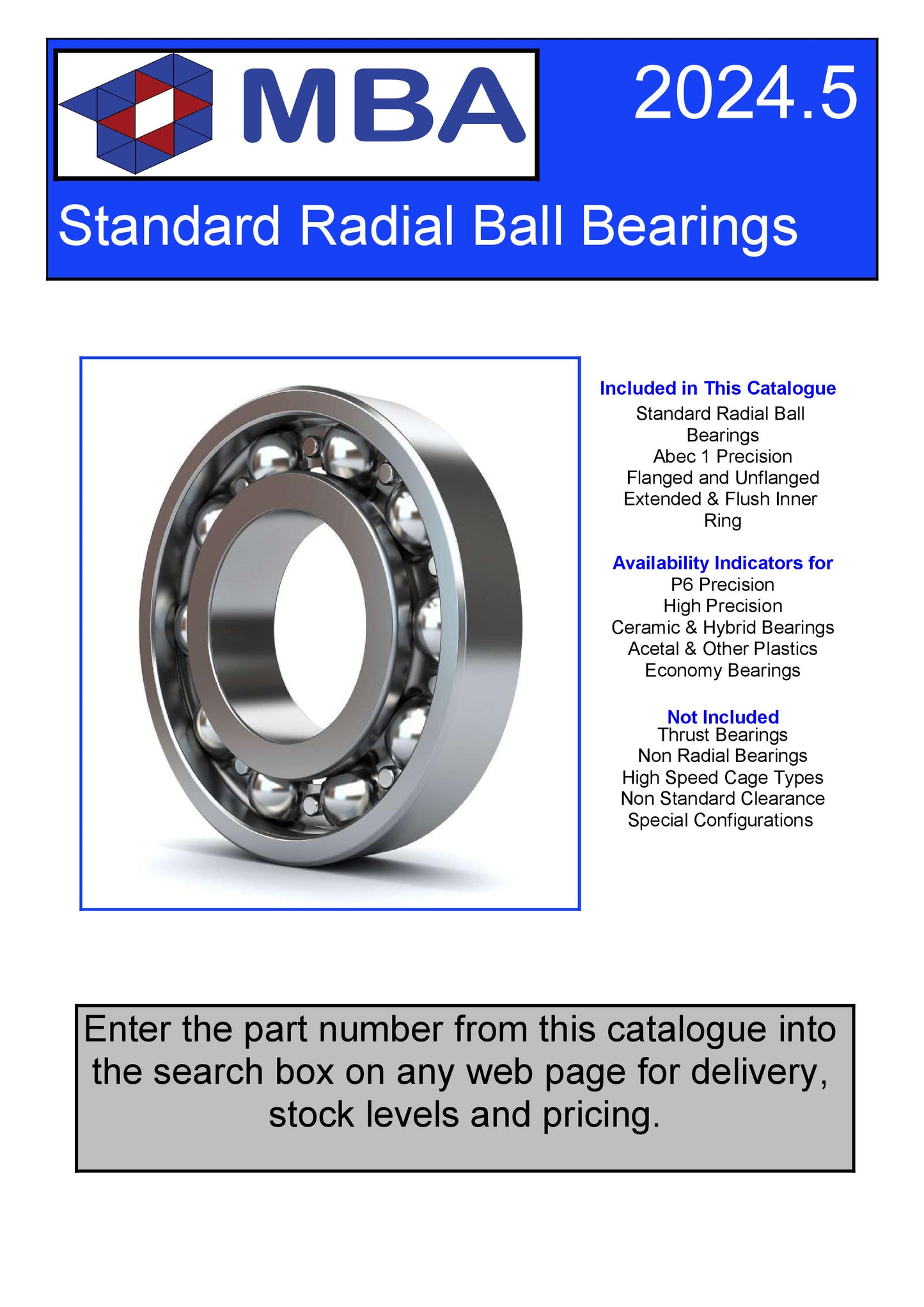 1224873 | CATALOGUE-BEARINGS-STANDARD --- CATALOGUEBEARINGSSTANDARD - MBA Bearing Sizes Standard radial ball bearings quick reference