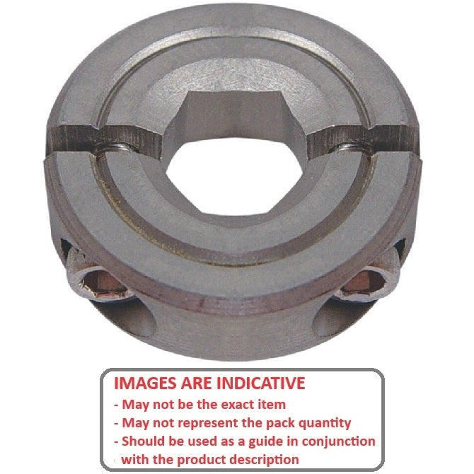 1072501 | COH-00635-021-06-2P-S3 (Each) --- Hex Bore Collars - 6.35x20.7x6.4 mm Two Piece - Stainless Steel 303/304 Similar to A2, 18-8 HRB80 Collar