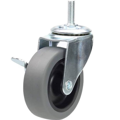 1161152 | RWC-S2714B (PK-4) --- Bolt Castors - Wheel Diameter 50 Swivel with Brake 30 mm - Grey Rubber - Non Marking Castor
