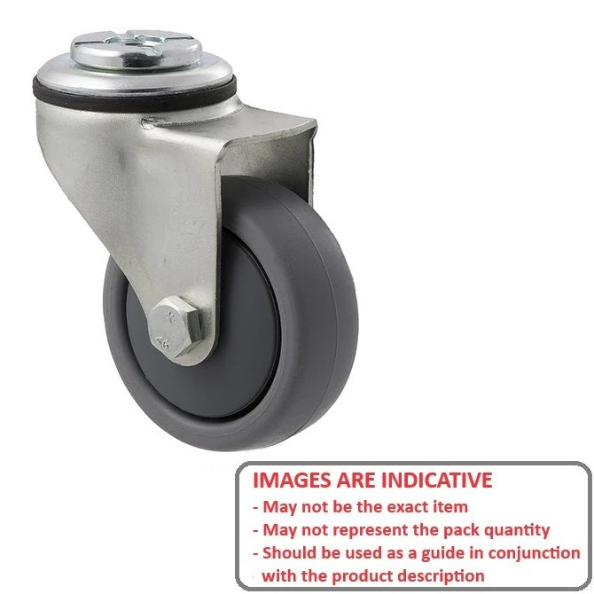 1177578 | RWC-S3714 (PK-5) --- Bolt Castors - Wheel Diameter 75 Swivel 50 mm - Grey Rubber - Non Marking Castor