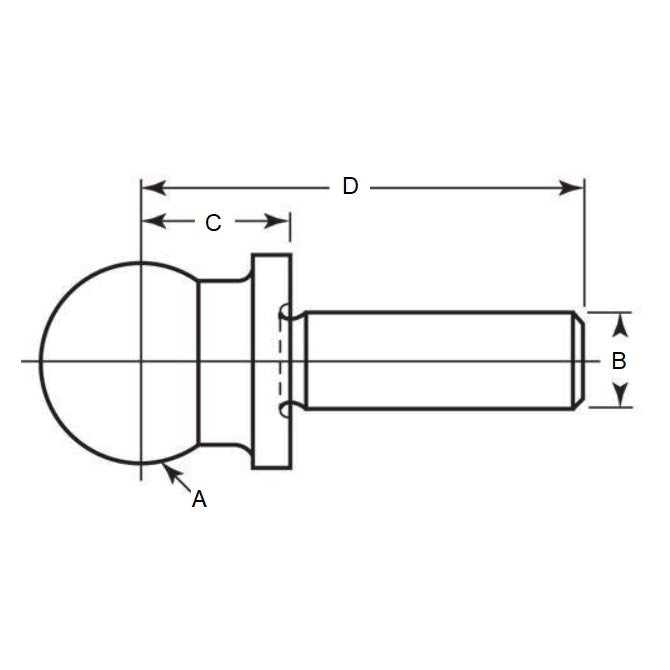 1070393 | BLTO-00635-S440-1S (Each) --- Tooling Balls - 6.35x3.175x14.3 mm One Piece - Stainless Steel Ball