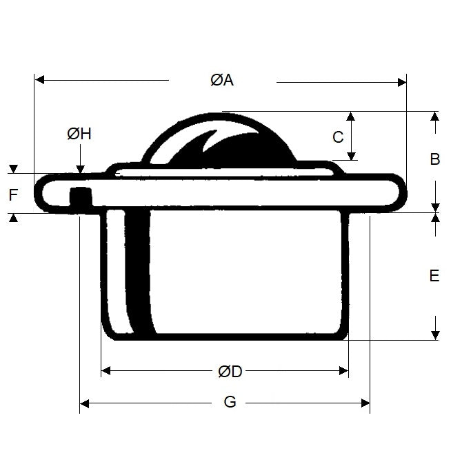 1194683 | BTU0120-010-F-SS-HD (Each) --- Flange Mount Ball Transfer Units - 120 kg - 9.8x36 mm Heavy Duty - Stainless Steel AISI 420C and 303 Grades