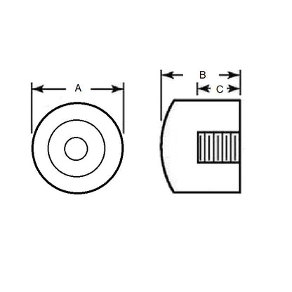 1120833 | FRB-3RS --- Cylindrical Female Thread Bumpers - 19.05 mm x 15.875 mm 1/4-20 UNC (6.35mm)