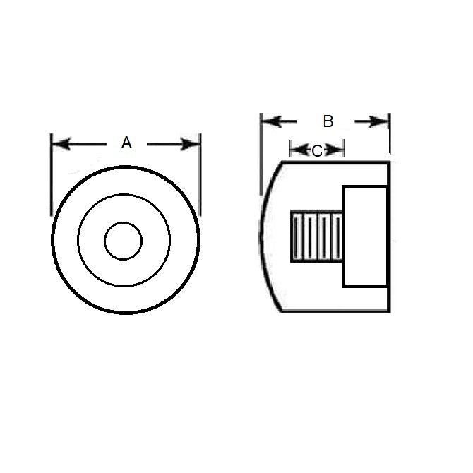 1143987 | AU-622RS --- Cylindrical Counterbored Bumpers - 31.75 mm x 25.4 mm x 9.53 mm