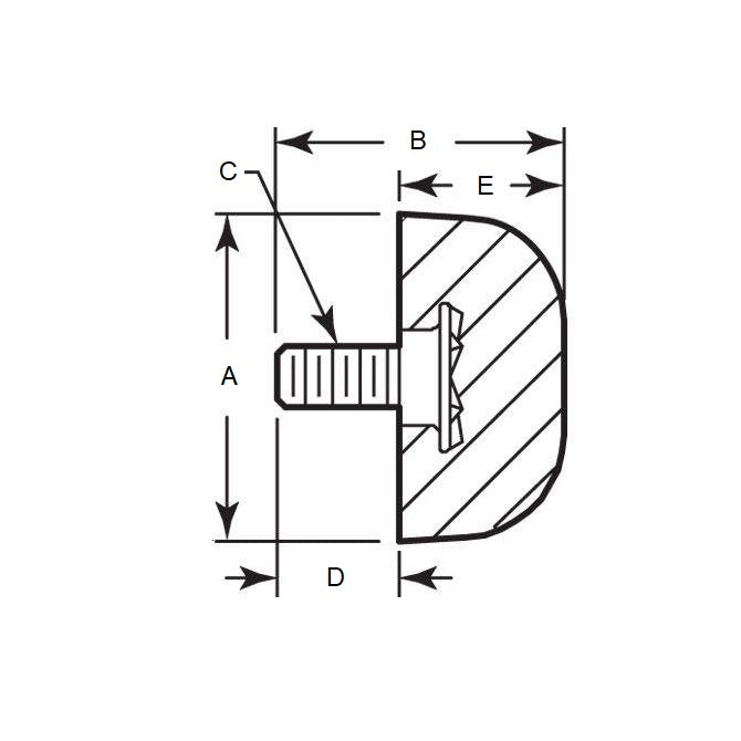 1135259 | LVL-15RS --- Bumpers - 25.4 mm x 22.225 mm 10-24 UNC (4.762mm)