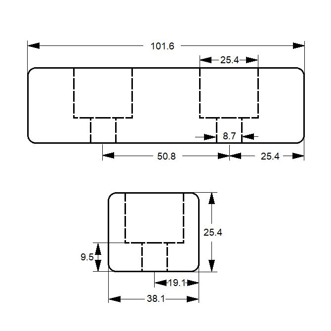 1188813 | FRB-80RS --- Bumpers - 101.6 mm x 38.1 mm x 25.4 mm