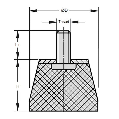 1161964 | CMBC050-50-080M --- Buffer Mounts - 50 mm x 50 mm M8x1.25