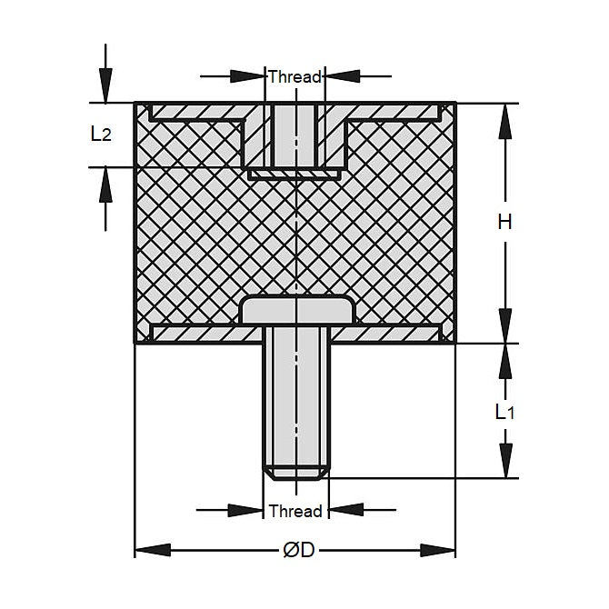 1200613 | CMF150-55-160M-R70 (4 Pcs) --- Bobbin Mounts - 150 mm x 55 mm M16x2.00