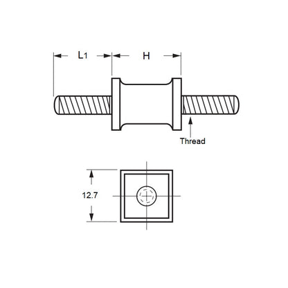 1102655 | CMM013-14-042C-R60SQ --- Mounts - 12.7 mm x 14.3 mm 8-32 UNC (32 TPI)