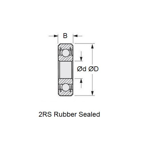 1226065 | 608-2RS-SKATE (5 Pcs) --- Skate - For general skating For dirty conditions SINGLE BEARING (8x22x7)