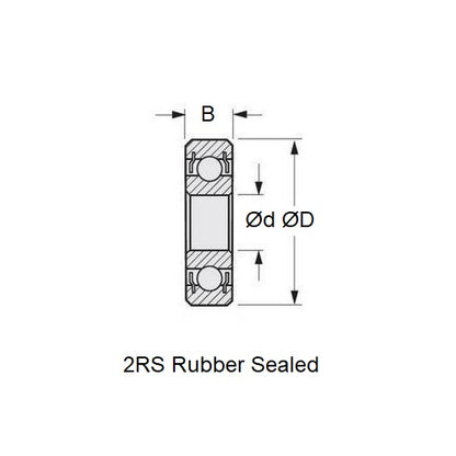1084464 | S699-2RS-MC3 (Each) --- Single Row Ball Bearings - 9x20x6 mm Unflanged - Stainless Steel AISI 440C Bearing