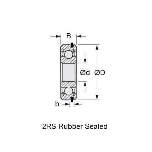 1086888 | R6A-2RU-MC3-NR (Each) --- Single Row Ball Bearings - 9.525x22.225x7.142 mm with Snap Ring - Chrome Steel SAE 52100 Bearing
